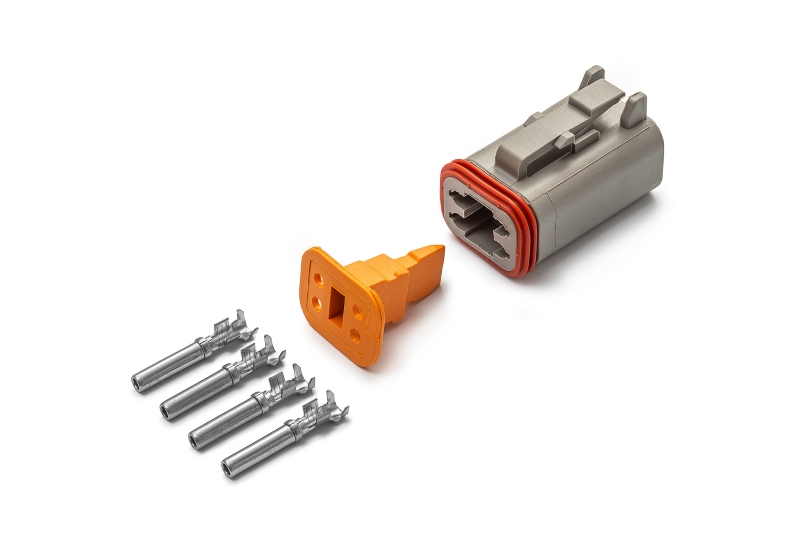 AX8134S Разъем Deutsch DT06-4S (4pin) 4 контакта под сечение провода 0.5-0.8 кв.мм для КАМАЗ, МАЗ, УРАЛ, DAF, GAZ, IVECO, MAN, Mercedes, Renault, Scania, Tatra. 