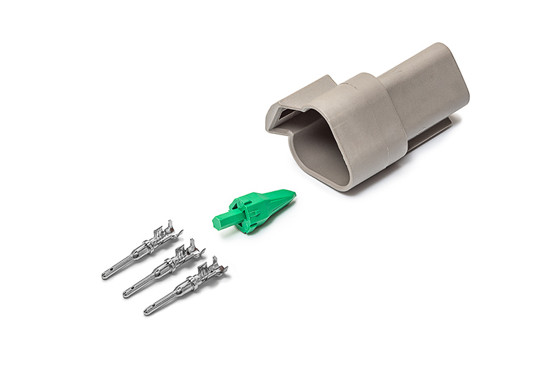 AX8113S Разъем Deutsch DT04-3P (3pin) 3 контакта под сечение провода 0.5-0.8 кв.мм для КАМАЗ, МАЗ, УРАЛ, DAF, GAZ, IVECO, MAN, Mercedes, Renault, Scania, Tatra. 